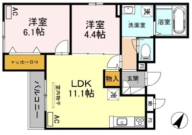 神戸市東灘区青木(阪神本線青木駅)のアパート賃貸物件 間取画像