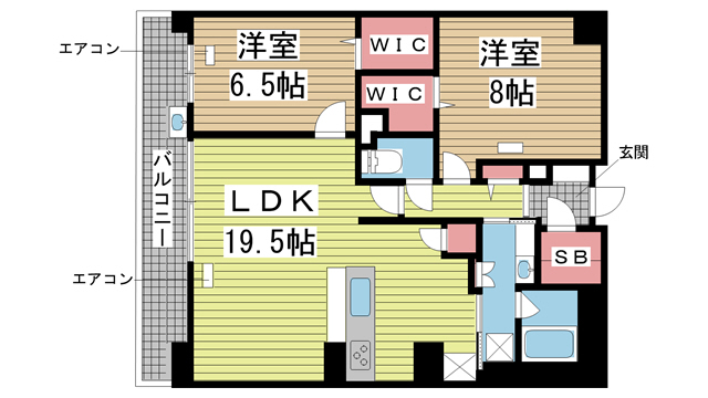 神戸市東灘区西岡本(JR東海道本線(近畿)住吉駅)のマンション賃貸物件 間取画像