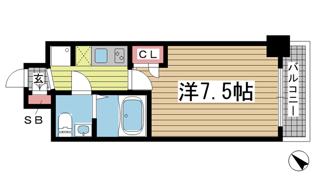 神戸市中央区御幸通(JR東海道本線(近畿)三ノ宮駅)のマンション賃貸物件 間取画像