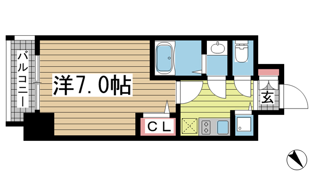 神戸市中央区御幸通(JR東海道本線(近畿)三ノ宮駅)のマンション賃貸物件 間取画像
