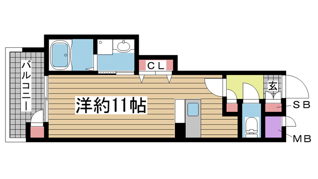 神戸市中央区琴ノ緒町(JR東海道本線(近畿)三ノ宮駅)のマンション賃貸物件 間取画像