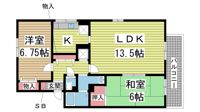神戸市須磨区大手町(山陽電鉄線東須磨駅)のアパート賃貸物件 間取画像