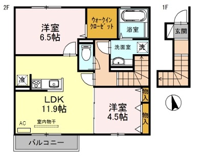 神戸市北区杉尾台(神戸電鉄粟生線鈴蘭台西口駅)のアパート賃貸物件 間取画像