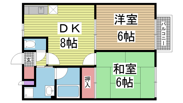 神戸市北区山田町上谷上(神戸地下鉄北神線谷上駅)のアパート賃貸物件 間取画像