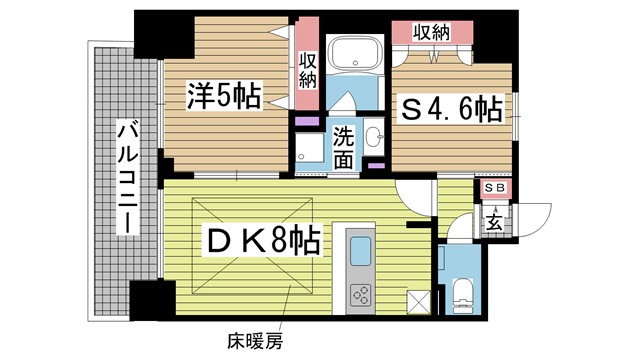 神戸市兵庫区湊町(JR東海道本線(近畿)神戸駅)のマンション賃貸物件 間取画像