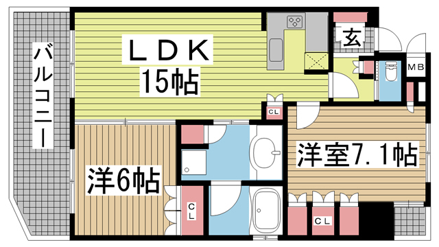 神戸市中央区海岸通(JR東海道本線(近畿)元町駅)のマンション賃貸物件 間取画像
