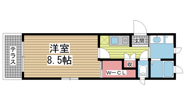 神戸市兵庫区上沢通(神戸市営地下鉄線上沢駅)のアパート賃貸物件 間取画像