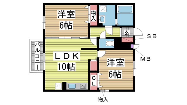 神戸市北区鈴蘭台南町(神戸電鉄有馬線鈴蘭台駅)のアパート賃貸物件 間取画像