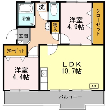 神戸市北区泉台(神戸電鉄粟生線西鈴蘭台駅)のマンション賃貸物件 間取画像