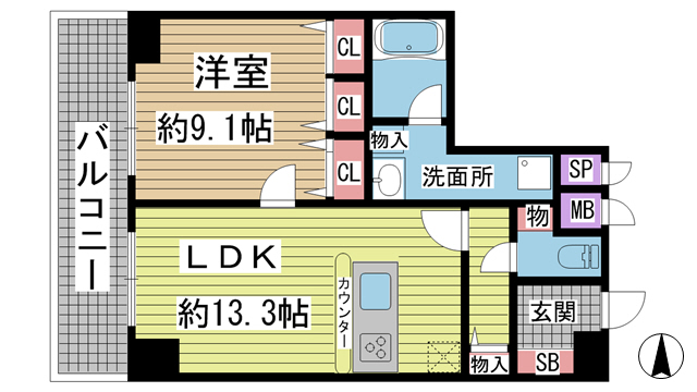 神戸市中央区加納町(JR東海道本線(近畿)三ノ宮駅)のマンション賃貸物件 間取画像