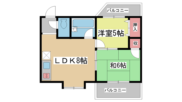 神戸市中央区熊内町(神戸市営地下鉄線新神戸駅)のマンション賃貸物件 間取画像