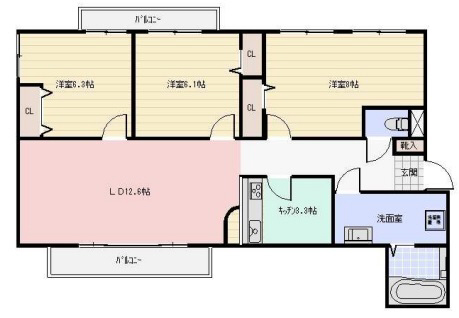 神戸市東灘区本山北町(JR東海道本線(近畿)摂津本山駅)のアパート賃貸物件 間取画像