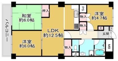 神戸市中央区熊内町(阪急神戸線春日野道駅)のマンション賃貸物件 間取画像