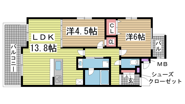 神戸市兵庫区湊町(JR東海道本線(近畿)神戸駅)のマンション賃貸物件 間取画像