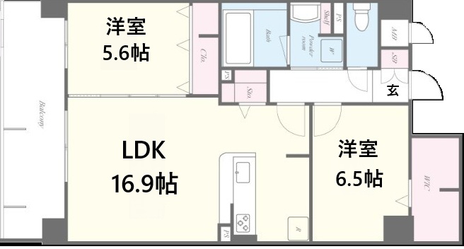 神戸市東灘区北青木(阪神本線青木駅)のマンション賃貸物件 間取画像