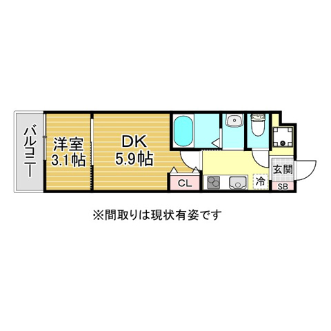 神戸市東灘区青木(阪神本線青木駅)のマンション賃貸物件 間取画像