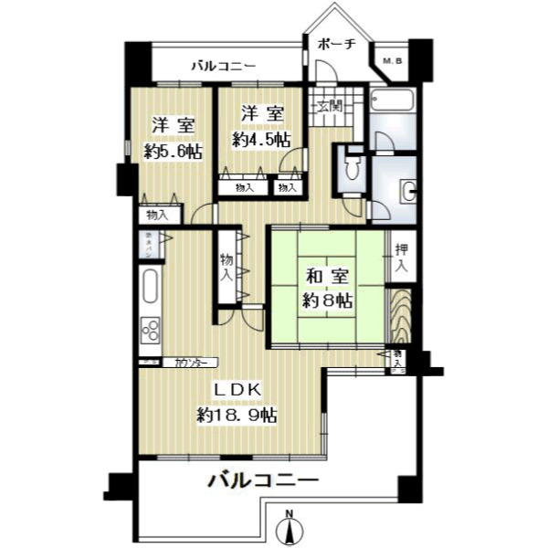 神戸市西区学園東町(神戸市営地下鉄線学園都市駅)のマンション賃貸物件 間取画像