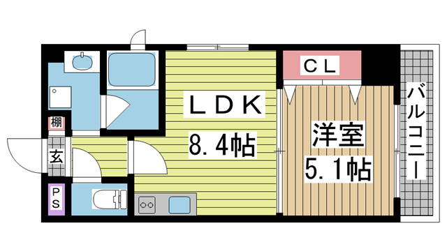 神戸市灘区中原通(阪急神戸線王子公園駅)のマンション賃貸物件 間取画像