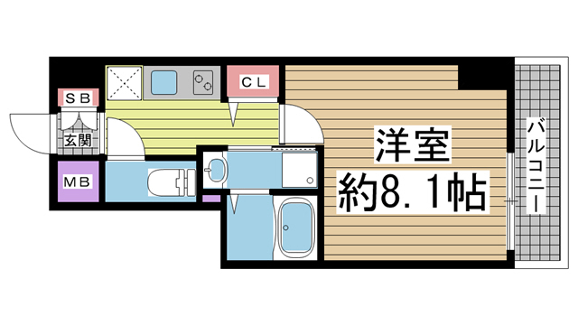 神戸市中央区南本町通(JR東海道本線(近畿)三ノ宮駅)のマンション賃貸物件 間取画像