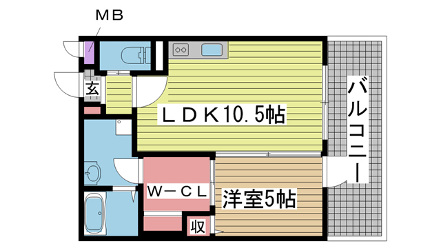 神戸市長田区水笠通(JR山陽本線新長田駅)のマンション賃貸物件 間取画像