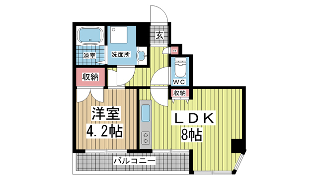 神戸市中央区楠町(神戸市営地下鉄線大倉山駅)のマンション賃貸物件 間取画像