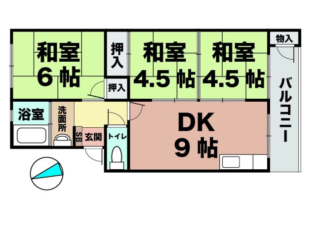 神戸市垂水区福田(JR山陽本線垂水駅)のマンション賃貸物件 間取画像