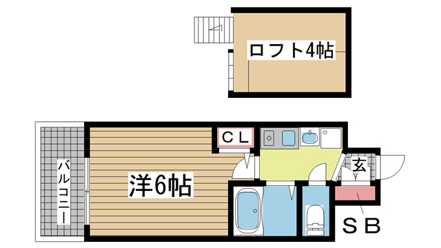 神戸市中央区琴ノ緒町(JR東海道本線(近畿)三ノ宮駅)のマンション賃貸物件 間取画像