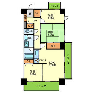 神戸市灘区徳井町(阪神本線石屋川駅)のマンション賃貸物件 間取画像