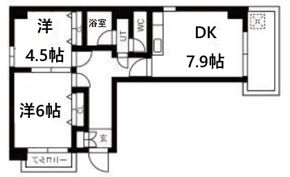 神戸市灘区岩屋北町(阪神本線岩屋駅)のマンション賃貸物件 間取画像