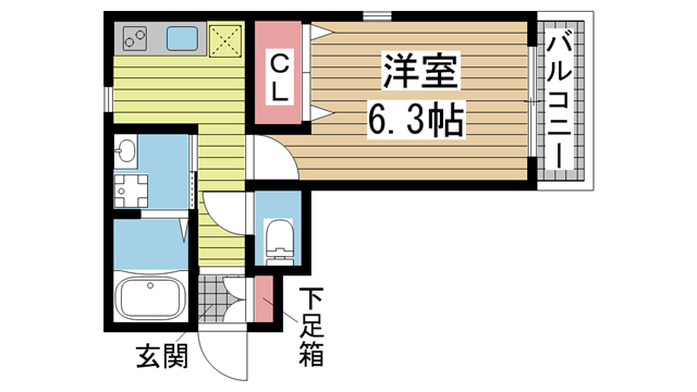神戸市中央区楠町(JR東海道本線(近畿)神戸駅)のアパート賃貸物件 間取画像