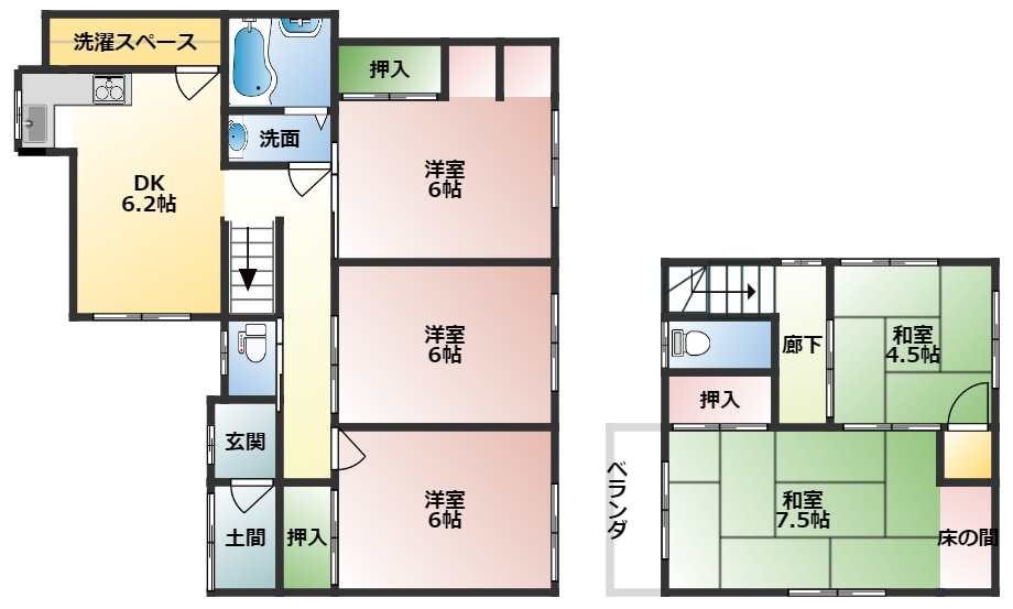 神戸市垂水区霞ケ丘(山陽電鉄線霞ヶ丘駅)の貸家賃貸物件 間取画像