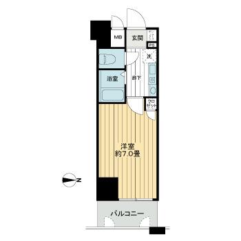 神戸市中央区生田町(神戸市営地下鉄線新神戸駅)のマンション賃貸物件 間取画像