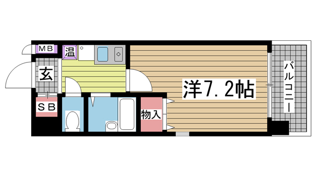 神戸市中央区琴ノ緒町(JR東海道本線(近畿)三ノ宮駅)のマンション賃貸物件 間取画像
