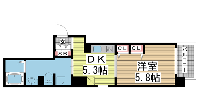 神戸市中央区小野柄通(JR東海道本線(近畿)三ノ宮駅)のマンション賃貸物件 間取画像