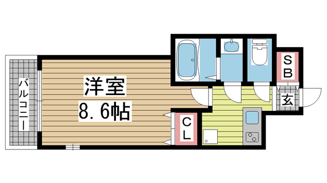 神戸市中央区中山手通(JR東海道本線(近畿)元町駅)のマンション賃貸物件 間取画像