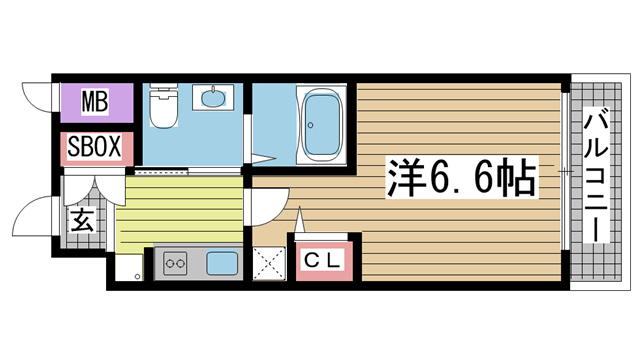 神戸市中央区御幸通(JR東海道本線(近畿)三ノ宮駅)のマンション賃貸物件 間取画像