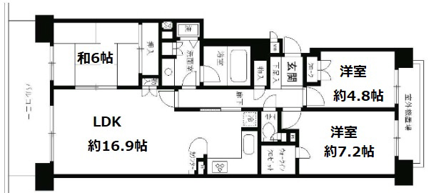 神戸市中央区熊内町(神戸市営地下鉄線新神戸駅)のマンション賃貸物件 間取画像