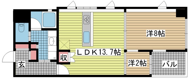 神戸市中央区元町通(JR東海道本線(近畿)元町駅)のマンション賃貸物件 間取画像