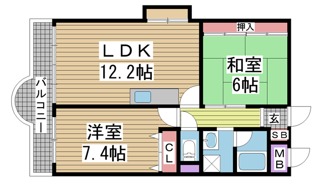 神戸市東灘区本山北町(JR東海道本線(近畿)摂津本山駅)のマンション賃貸物件 間取画像