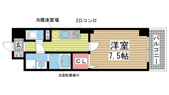 神戸市中央区元町通(JR東海道本線(近畿)元町駅)のマンション賃貸物件 間取画像