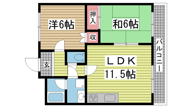 神戸市灘区徳井町(JR東海道本線(近畿)六甲道駅)のマンション賃貸物件 間取画像