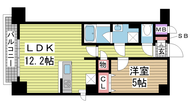 神戸市長田区苅藻通(JR山陽本線新長田駅)のマンション賃貸物件 間取画像