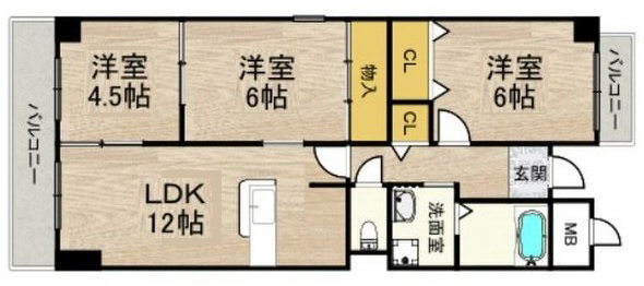 神戸市灘区新在家南町(阪神本線新在家駅)のマンション賃貸物件 間取画像