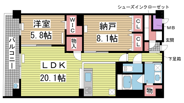 神戸市東灘区西岡本(JR東海道本線(近畿)住吉駅)のマンション賃貸物件 間取画像