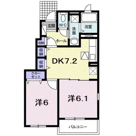 神戸市北区藤原台南町(神戸電鉄三田線岡場駅)のアパート賃貸物件 間取画像