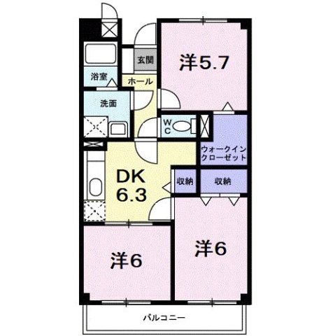 神戸市北区有野町唐櫃(神戸電鉄有馬線大池駅)のマンション賃貸物件 間取画像