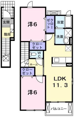 神戸市西区玉津町新方(JR山陽本線明石駅)のアパート賃貸物件 間取画像