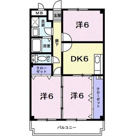 神戸市北区有野中町(神戸電鉄三田線田尾寺駅)のマンション賃貸物件 間取画像