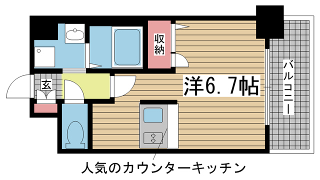 神戸市中央区日暮通(JR東海道本線(近畿)三ノ宮駅)のマンション賃貸物件 間取画像