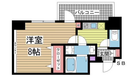 神戸市中央区生田町(神戸市営地下鉄線新神戸駅)のマンション賃貸物件 間取画像